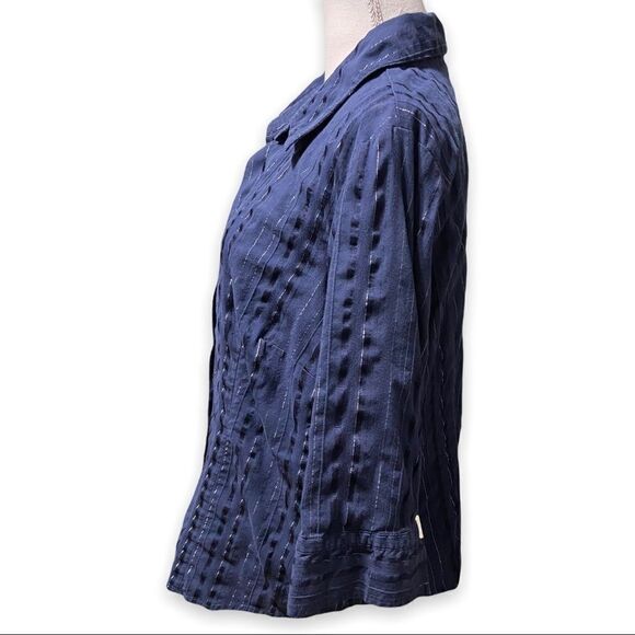 Gitano Navy Blue 3/4 Sleeve Snap Top Women's Plus Size 18/20W - Picture 2 of 9